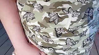 Public outdoors big nipple flash shaved pussy rubbing bbw milf on lake nature trail and sexy at home lingerie tease