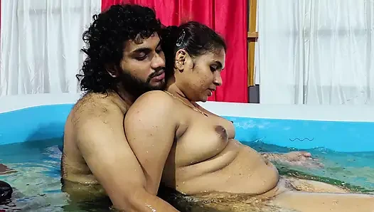 Girl doing hot romance with boy in pool full nude romance