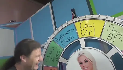 Horny pornstars queening lucky dude while blowing and jerking his dick