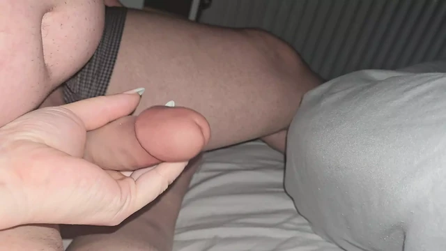 Step mom pulled out step son dick without shame and handjob him
