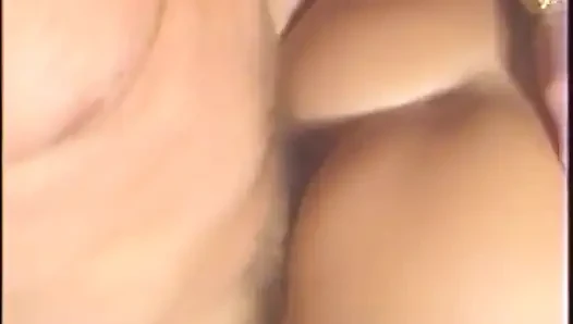 Buff stud buries his cock deep inside chicks wet pussy in a threesome