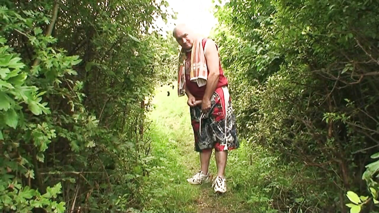 Cute blonde teen with pigtails getting fucked by a sleazy old geezer during an outdoor morning workout