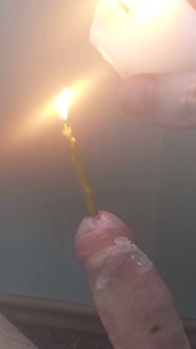 Cock wax play with candle inside urethra | Clip 1