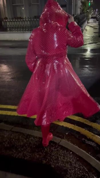 pvc plastic raincoat walk in public