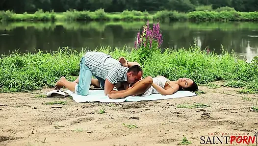 Male and Female Bffs Find Comfort in Each Other's Bodies by the River