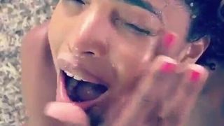 Uncut dick bust in black girls mouth