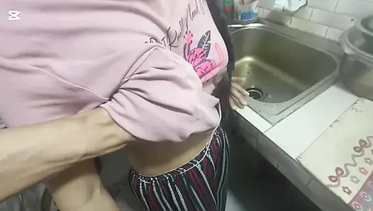 Desi hot stepsister cooking dinner I fuck her in the kitchen  desi hot kitchen sex videos