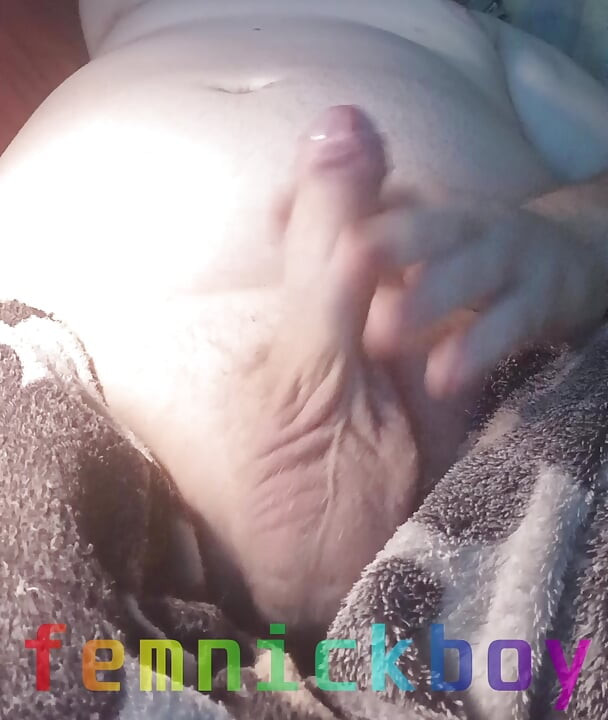 Laying in my bed, jerking my uncut cock and cumming