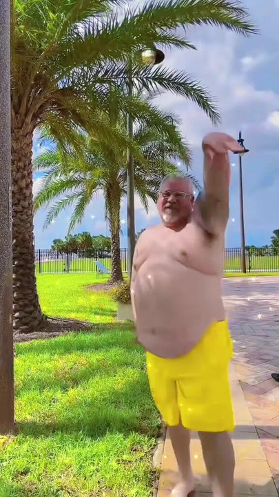 FAT OLD MAN WITH HUGE BELLY.  Grandpa has huge belly and huge balls naked! Cutest grandpa