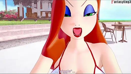 Jessica Rabbit halka açık havuzda sakso çekiyor