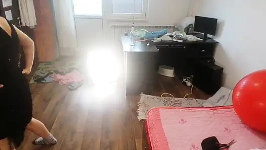 Amateur Woman Has Fun Trying on Clothes and Cutting Them