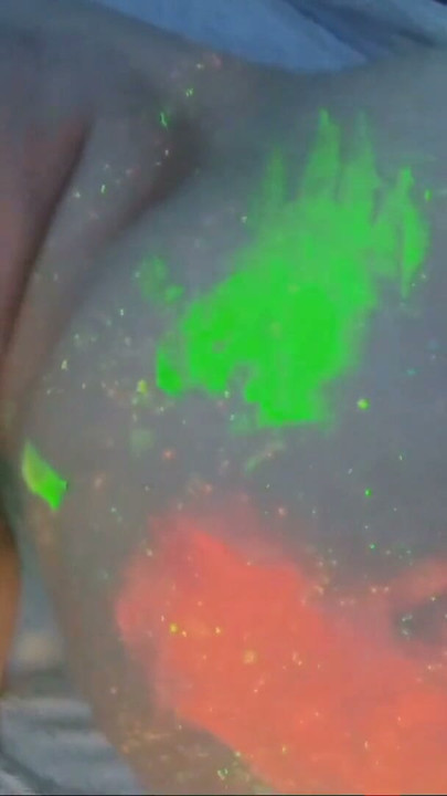 busty curvy German fucks like crazy in neon light | Clip 2