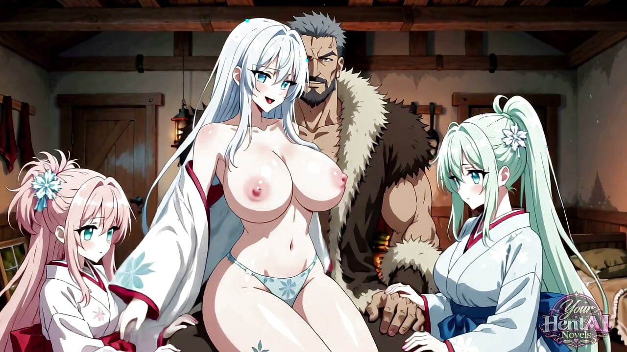 I lock myself in a cabin with 3 beautiful, big-breasted women, and we have an orgy to escape the cold (HENTAI)