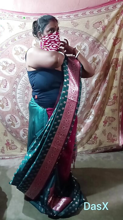 Saree verde soltando solo sfw