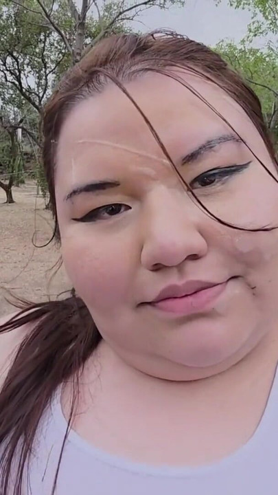 (censored - cut - No People Around) I love walking around in public with cum on my face and showing off my huge ass | Clip 2