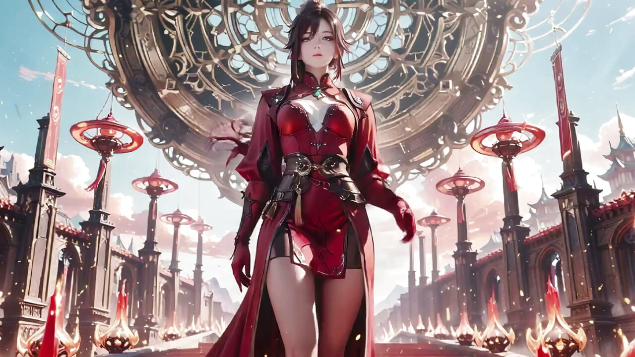 Regina Armurii Roșii în Orașul Plutitor! Tease epic fantasy, body roșu strâmt.