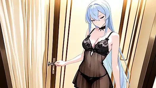 Esdeath Came to Buy New Sexy Lingerie and Have Some Fun with a Pink Dildo. Esdeath Hentai Cosplay