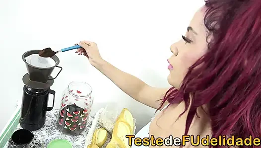 Alone at home, he couldn't resist the hot neighbor