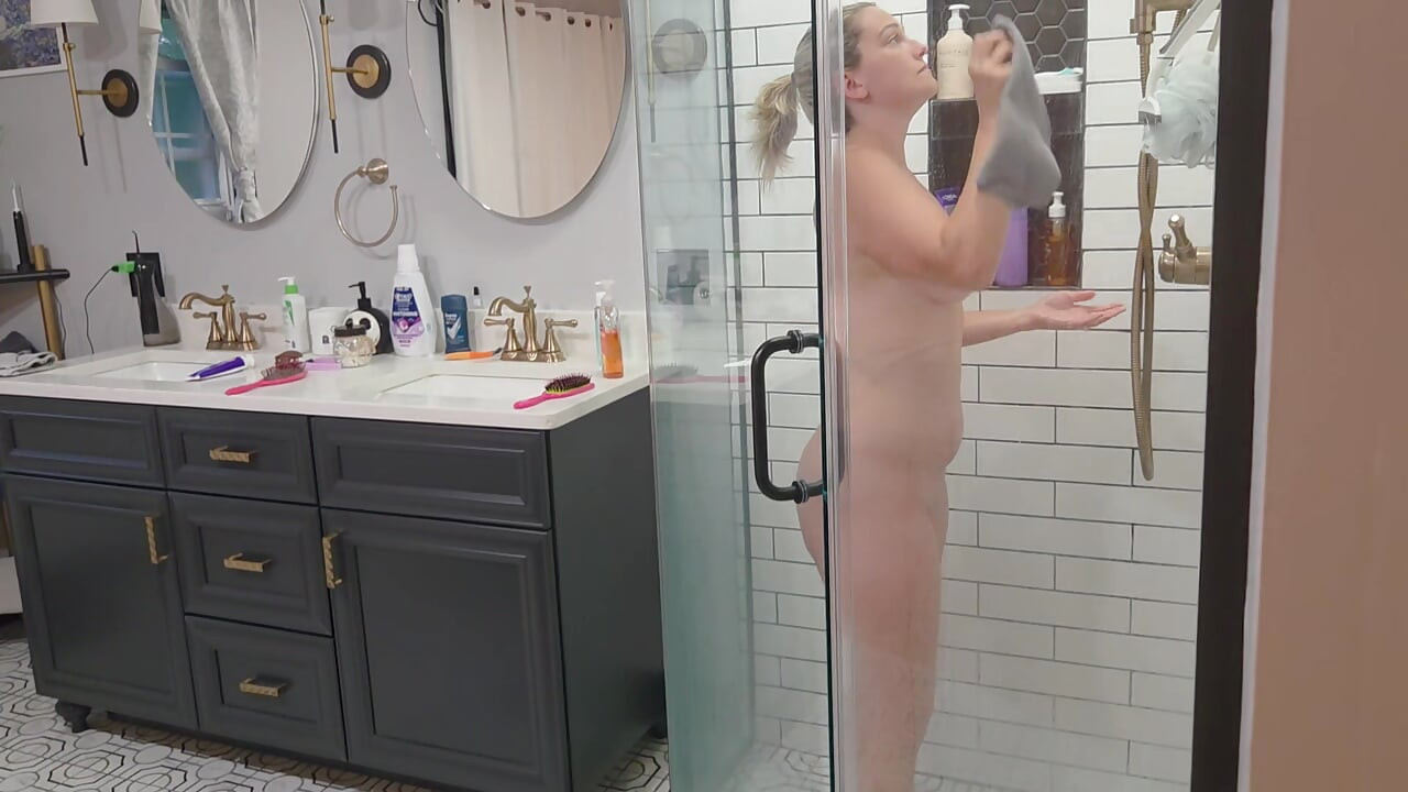 Stepson gets caught watching his stepmother shower