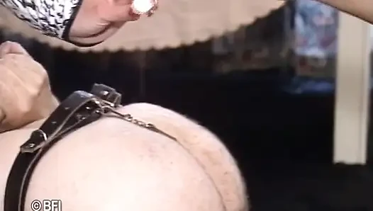 Two chicks want to punish their poor slave