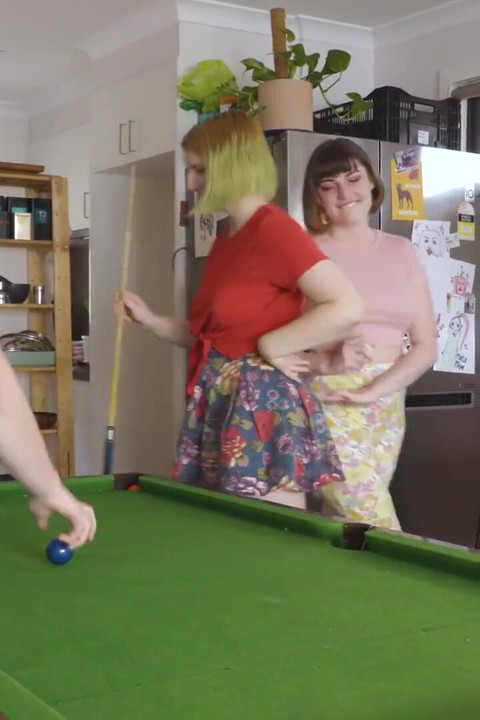 Big Titted Pool Players Lick and Finger Hairy Cunts and Enjoy Anal Rimming During Lesbian Threesome