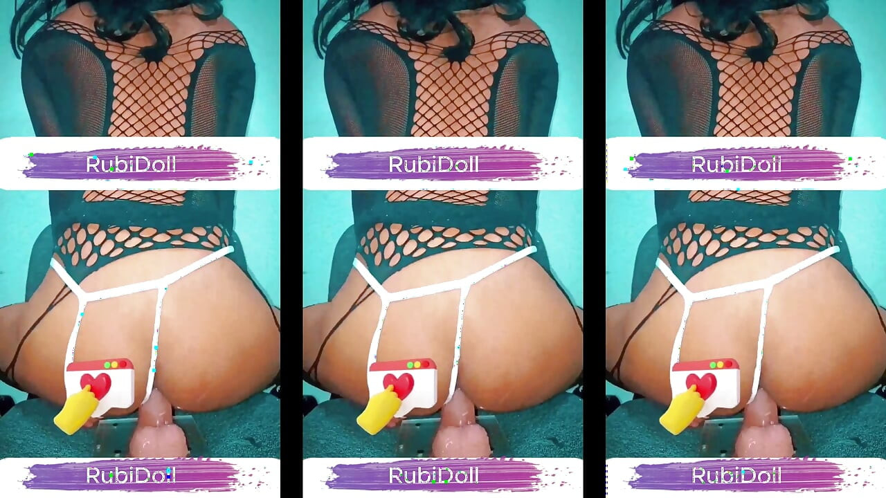Rubidoll penetrates her small pussy with a BBC dildo