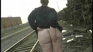 Fat princess gets nude on railway