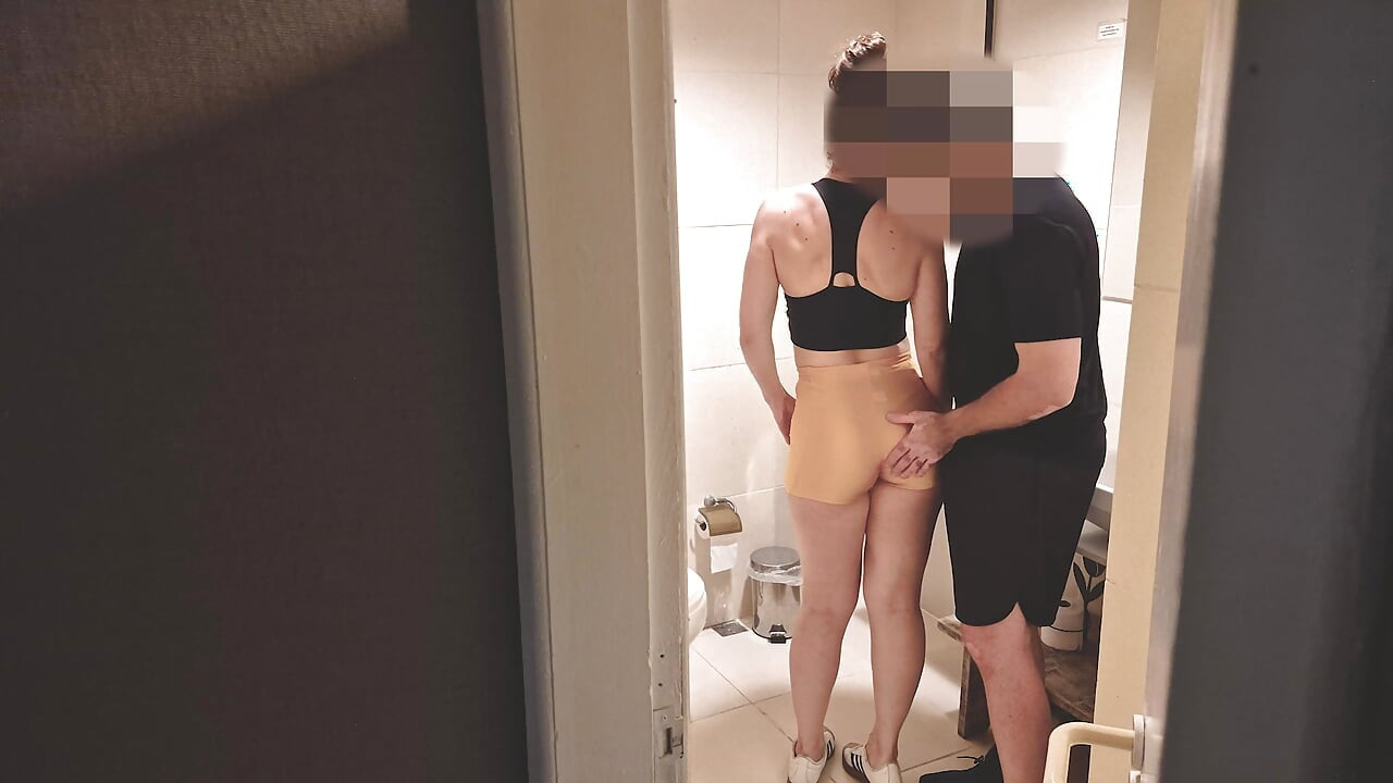 Gym Bathroom Surprise – She Got Caught with Ass Out & Took My Load