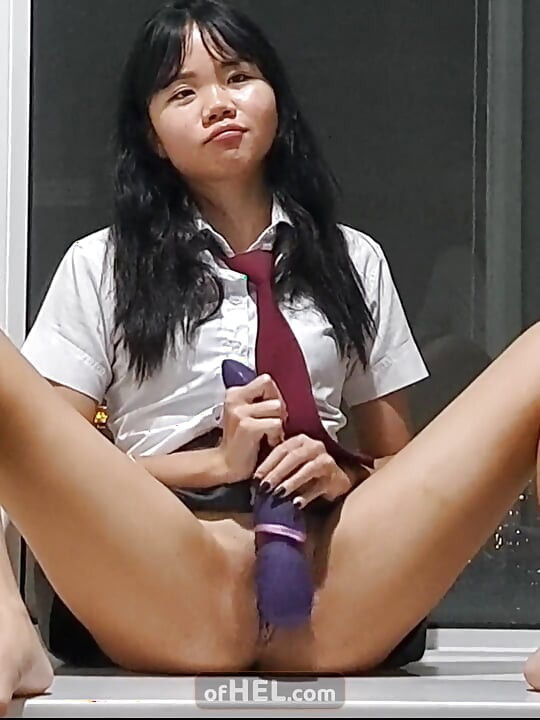 Asian College Girl Plays with Her Magic Wand and Squirts
