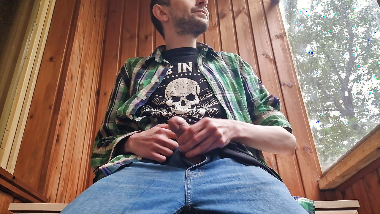 Man solo masturbation outdoor public