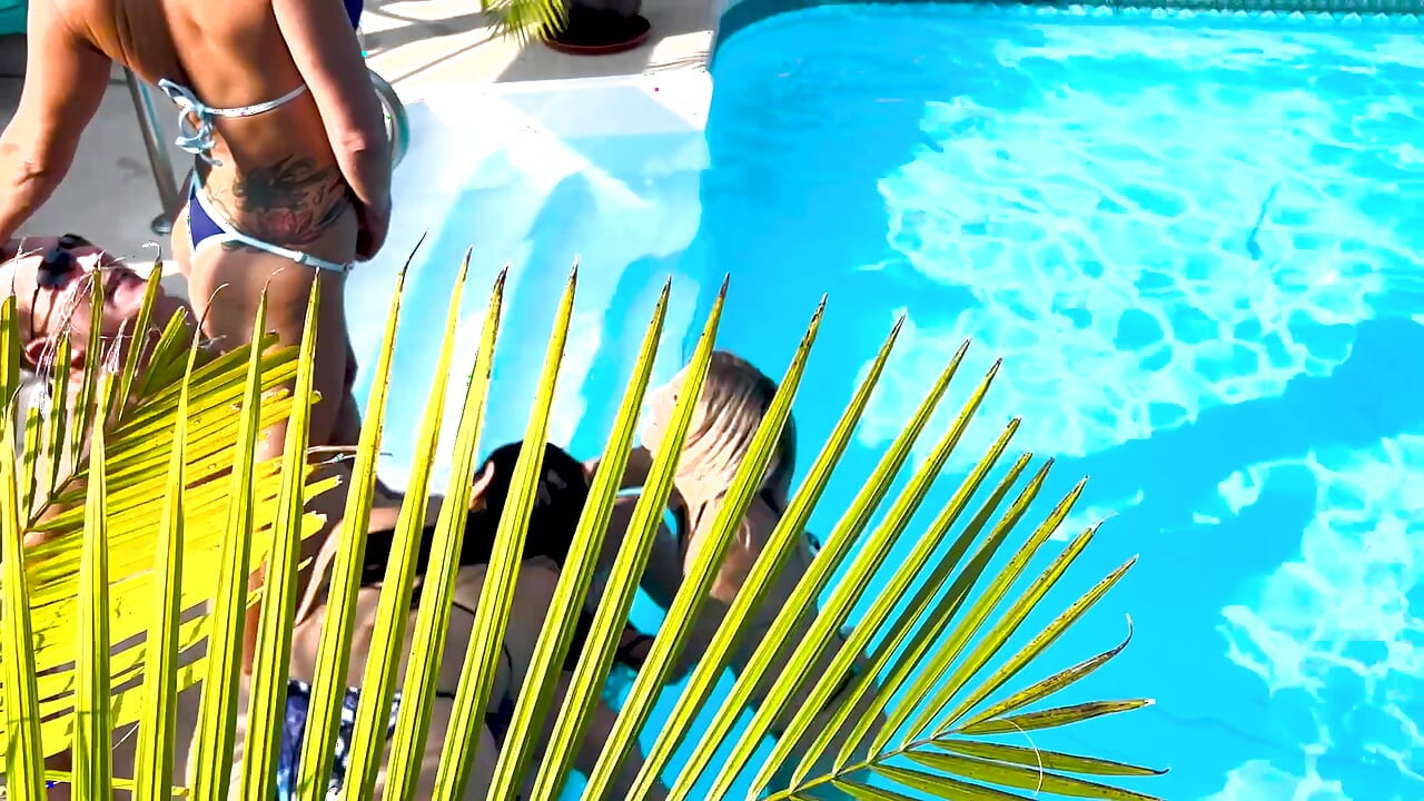 Three Lesbians and a Sugar Stepdaddy by the Pool