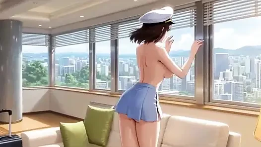 Horny Stewardess Masturbates Then Gets Fucked Hard Ai Generated