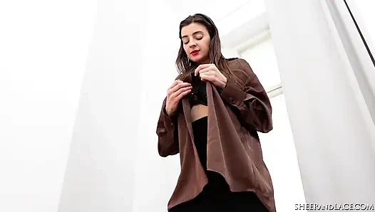 Melena Maria Mya Sheer Pantyhose Office Masturbation