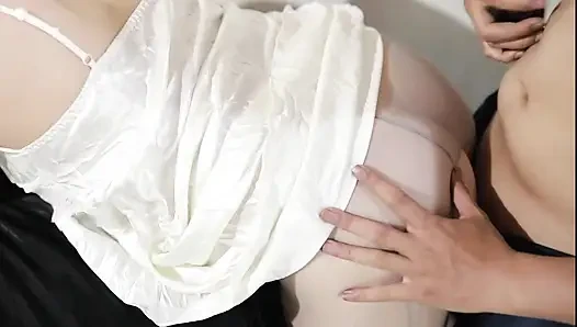 Busty Indian village girl fucked by masseuse using oil and creampie