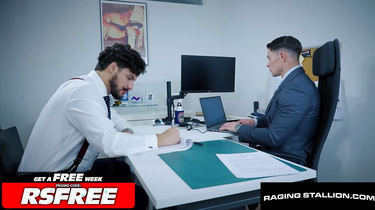 RAGING STALLION - Hunk Ruslan Angelo Bent Over the Desk by Samuel Hodecker’s Huge Cock