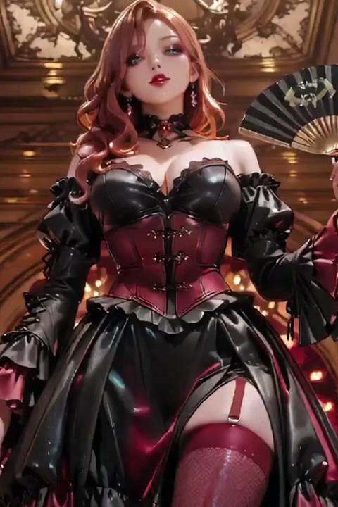 Gothic Redhead Queen! a Lavish Coronation in the Candlelit Hall, Kneeling with a Golden Cup and Sheer Stockings