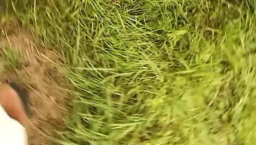 Granny sucks a chunky cock then gets fucked in the bushes