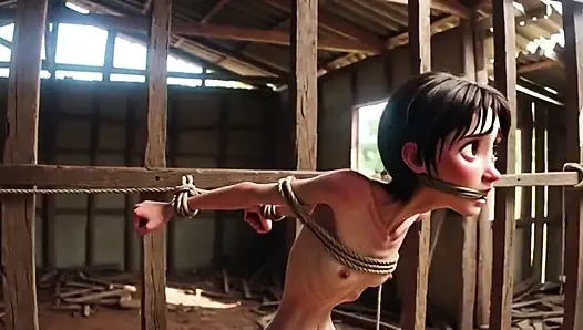 Extremely Skinny Girl in Bondage - Desperate in Brazilian Construction Site
