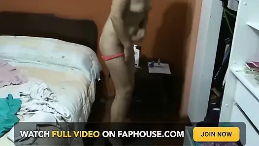 My Stepaunt's Stepdaughter Gets Dressed and Undresses in Front of Me, She Asks Me to Masturbate and Give Her a Cumshot