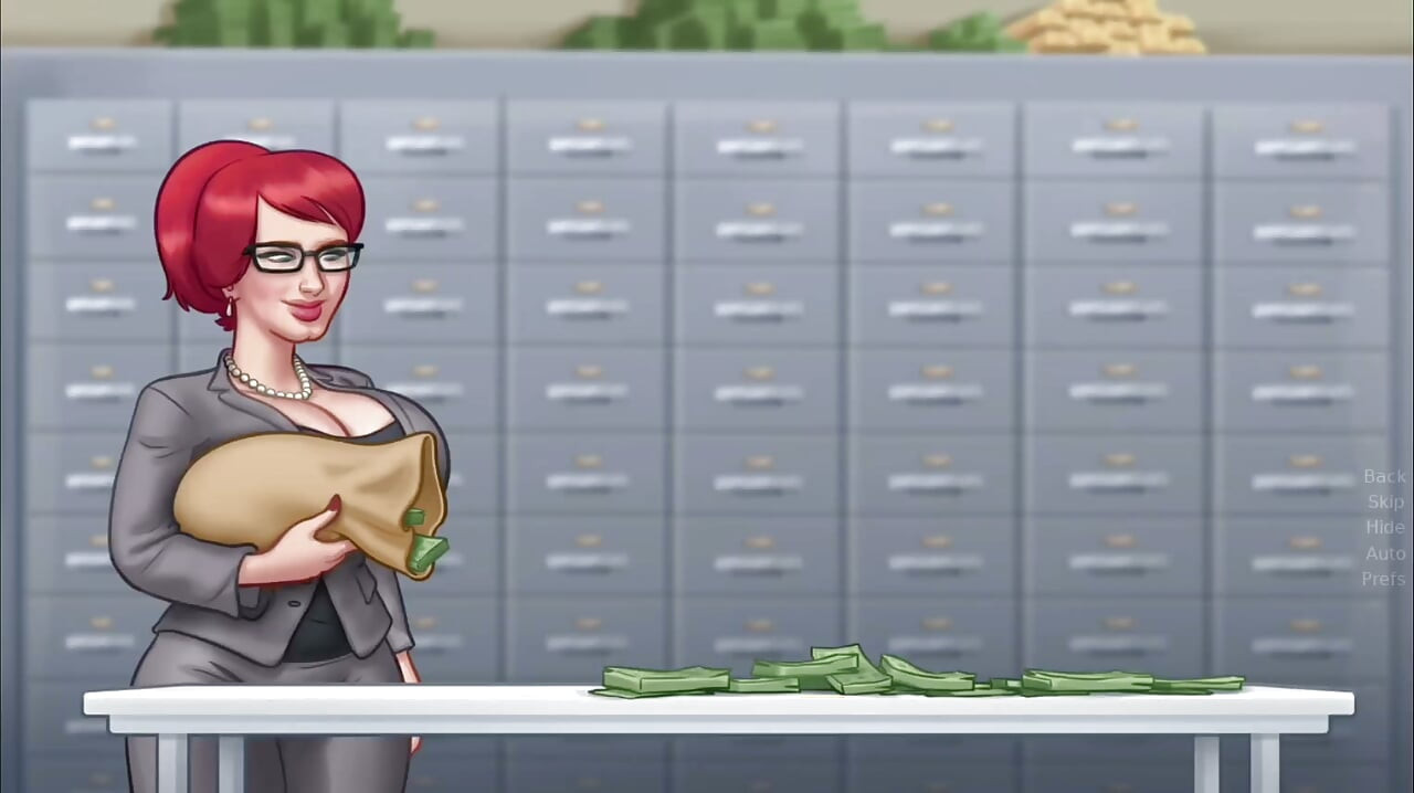 Big boobs Tina fucks monster cock Anon on a big pile of money - gameplay part 1