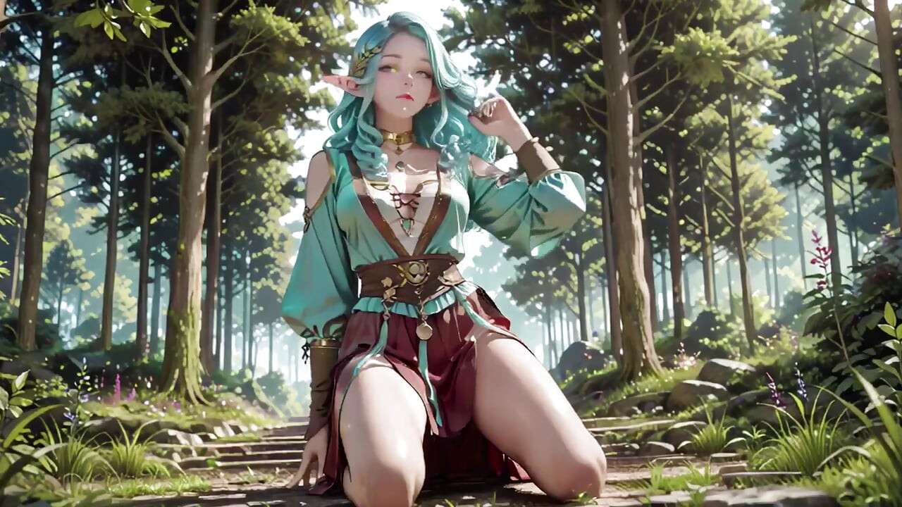 Forest Fantasy! Green-haired Mage & Blue Elf in a Private Walk