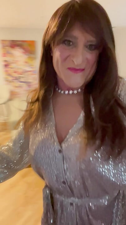 Trans getting ready for night out, stockings and heels