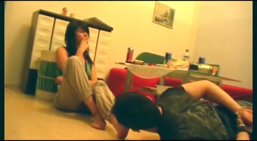 Licking her young feet