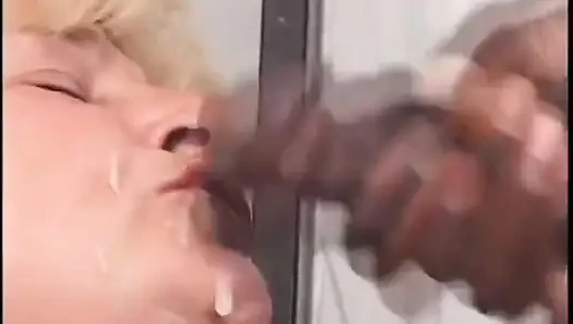 Cock hungry mature blonde making out with all  bathroom visitors