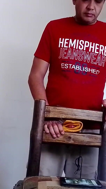 Jaw-dropping moment from "Fucking a chair with alot of lube,massive pre cum cumshot must see"