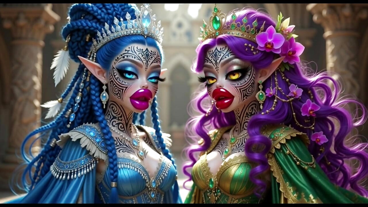 Beautiful Elves Princess Kissing, Ai Animation