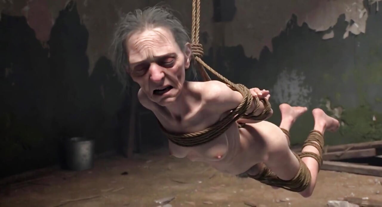 Elderly Granny Tied up - Terrified yet Craving Dick in Her Old Pussy