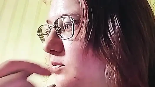 Amateur Girlfriend Blowjob Instead of Cooking - Curvy Brunette with Glasses Sucks and Jerks Cock