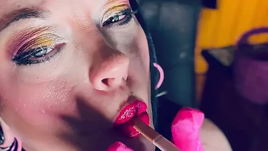 She's The Best At What She Does! Tina Snua Lighting Up A Cigarette With Matches & Smoking In Gloves