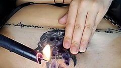 girl shakes in pain from hot wax